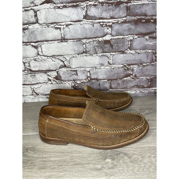 Tommy Bahama Felton Tan Brown Leather Perforated Casual Loafers Men 11M US/44EU - Picture 3 of 16